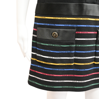 CHANEL | Multicolor Logo Stripe Knit Mini Dress
