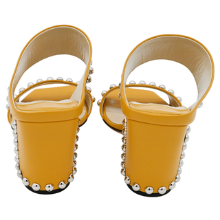 JIMMY CHOO | Matty Mustard Yellow Studded Leather Mules