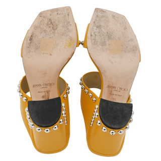 JIMMY CHOO | Matty Mustard Yellow Studded Leather Mules