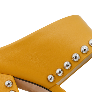 JIMMY CHOO | Matty Mustard Yellow Studded Leather Mules