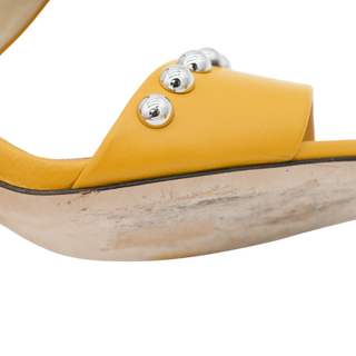 JIMMY CHOO | Matty Mustard Yellow Studded Leather Mules