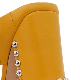 JIMMY CHOO | Matty Mustard Yellow Studded Leather Mules