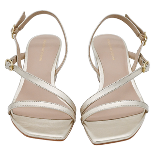 STUART WEITZMAN | Oasis Gold Metallic Wedge Sandals