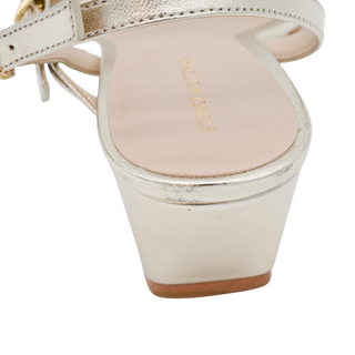 STUART WEITZMAN | Oasis Gold Metallic Wedge Sandals