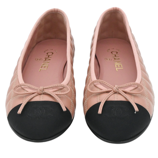 CHANEL | Pink Quilted CC Ballet Flats