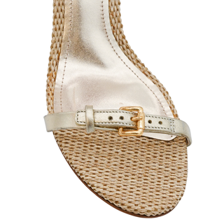 SCHUTZ | Aurora Mid Gold Metallic Raffia Heels