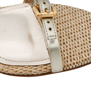 SCHUTZ | Aurora Mid Gold Metallic Raffia Heels