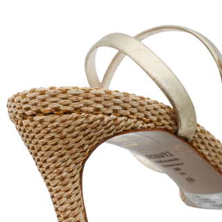 SCHUTZ | Aurora Mid Gold Metallic Raffia Heels