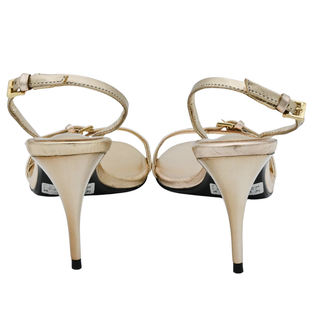 SCHUTZ | Aurora Mid Platina Gold Metallic Sling Heels