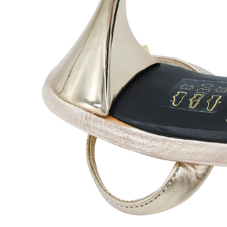 SCHUTZ | Aurora Mid Platina Gold Metallic Sling Heels