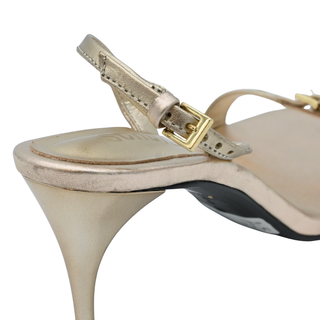 SCHUTZ | Aurora Mid Platina Gold Metallic Sling Heels