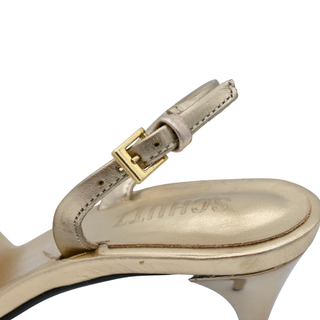 SCHUTZ | Aurora Mid Platina Gold Metallic Sling Heels