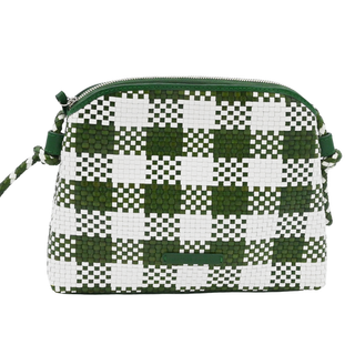 LOEFFLER RANDALL | Mallory Green & White Woven Leather Crossbody Bag