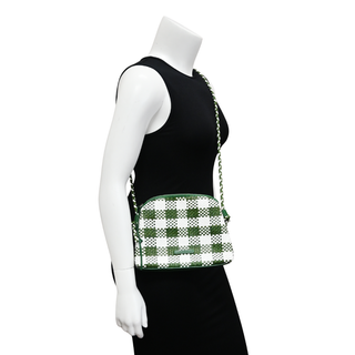 LOEFFLER RANDALL | Mallory Green & White Woven Leather Crossbody Bag