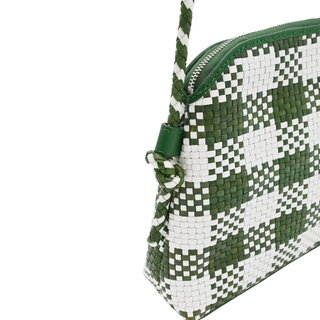 LOEFFLER RANDALL | Mallory Green & White Woven Leather Crossbody Bag