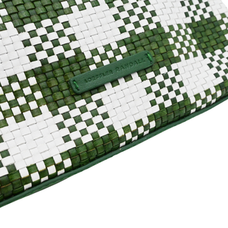 LOEFFLER RANDALL | Mallory Green & White Woven Leather Crossbody Bag