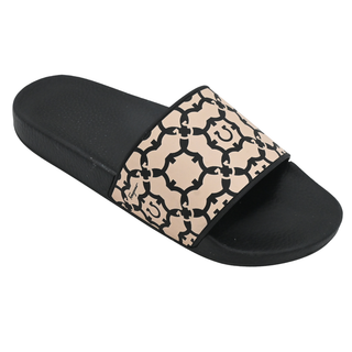 SALVATORE FERRAGAMO | Black & Neutral Gancio Logo Rubber Slides