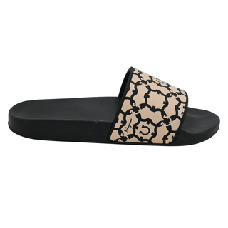 SALVATORE FERRAGAMO | Black & Neutral Gancio Logo Rubber Slides