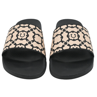 SALVATORE FERRAGAMO | Black & Neutral Gancio Logo Rubber Slides