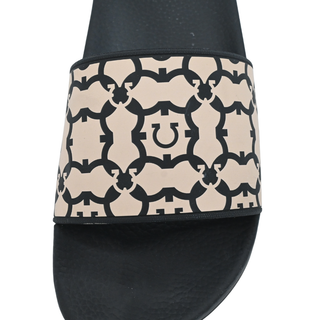 SALVATORE FERRAGAMO | Black & Neutral Gancio Logo Rubber Slides