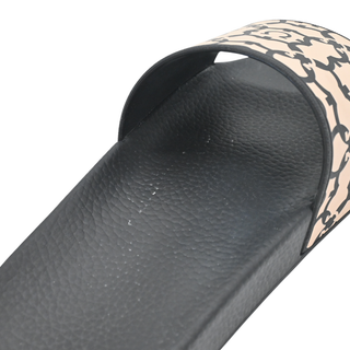 SALVATORE FERRAGAMO | Black & Neutral Gancio Logo Rubber Slides