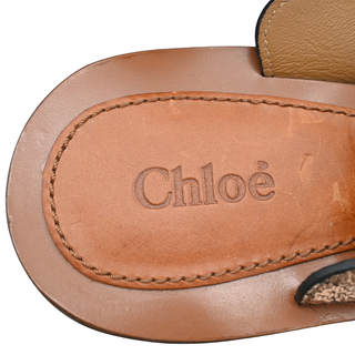 CHLOE | Metallic Scalloped Strap Block Heel Sandals