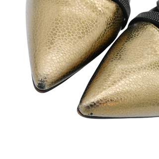 BRUNELLO CUCINELLI | Gold Metallic Leather Monili Pumps