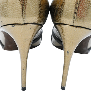 BRUNELLO CUCINELLI | Gold Metallic Leather Monili Pumps