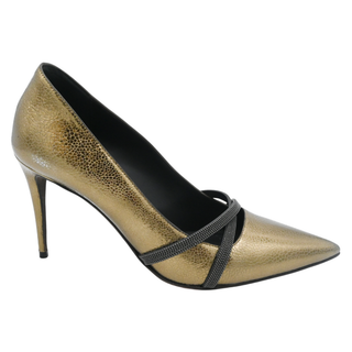 BRUNELLO CUCINELLI | Gold Metallic Leather Monili Pumps