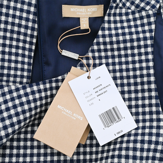 MICHAEL KORS COLLECTION | Navy Gingham Wool Sheath Dress