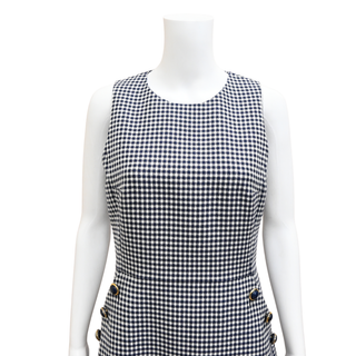 MICHAEL KORS COLLECTION | Navy Gingham Wool Sheath Dress