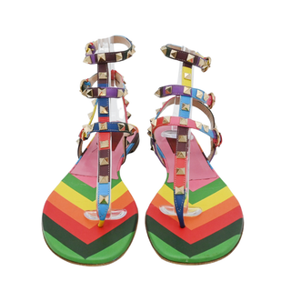 VALENTINO GARAVANI | Multicolor Rockstud Caged Leather Sandals