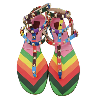VALENTINO GARAVANI | Multicolor Rockstud Caged Leather Sandals