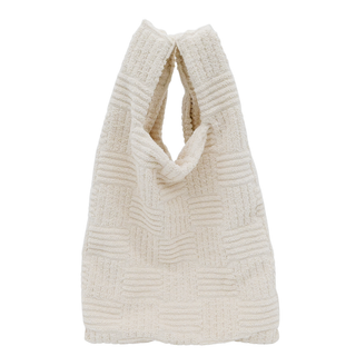 BOTTEGA VENETA | Ivory Intrecciato Terrycloth Shopping Tote Bag