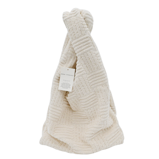 BOTTEGA VENETA | Ivory Intrecciato Terrycloth Shopping Tote Bag