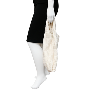 BOTTEGA VENETA | Ivory Intrecciato Terrycloth Shopping Tote Bag