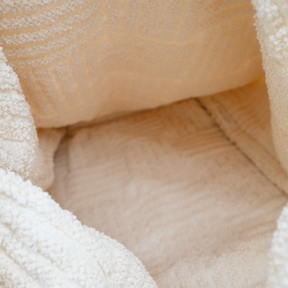 BOTTEGA VENETA | Ivory Intrecciato Terrycloth Shopping Tote Bag
