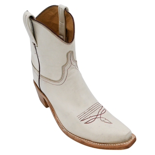 LUCCHESE | Beige Leather Western Ankle Booties