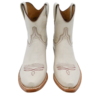 LUCCHESE | Beige Leather Western Ankle Booties
