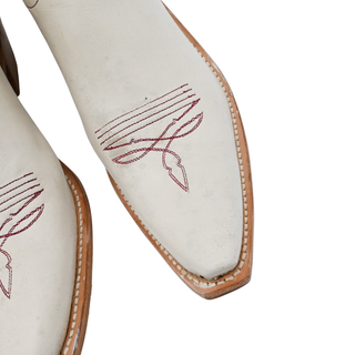LUCCHESE | Beige Leather Western Ankle Booties