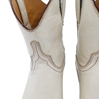 LUCCHESE | Beige Leather Western Ankle Booties