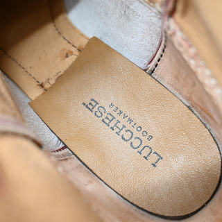 LUCCHESE | Beige Leather Western Ankle Booties