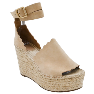CHLOE | Suede Scalloped Espadrille Wedges
