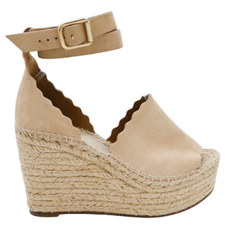 CHLOE | Suede Scalloped Espadrille Wedges