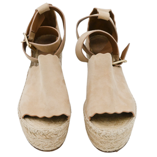 CHLOE | Suede Scalloped Espadrille Wedges