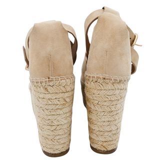 CHLOE | Suede Scalloped Espadrille Wedges