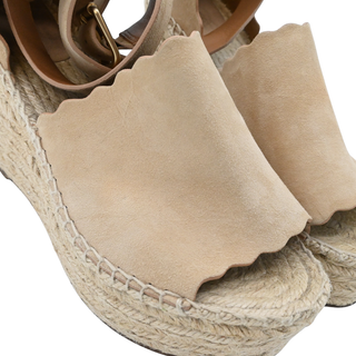 CHLOE | Suede Scalloped Espadrille Wedges