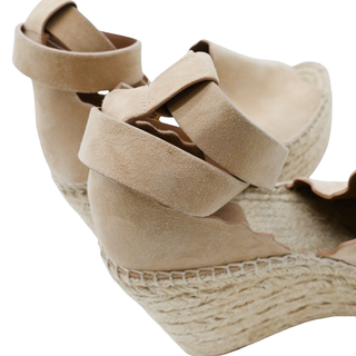 CHLOE | Suede Scalloped Espadrille Wedges