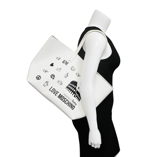 LOVE MOSCHINO | Off-White Leather Printed Tote Bag