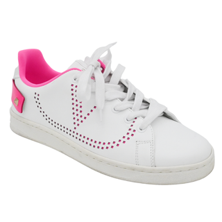 VALENTINO GARAVANI | White & Neon Pink Leather Sneakers
